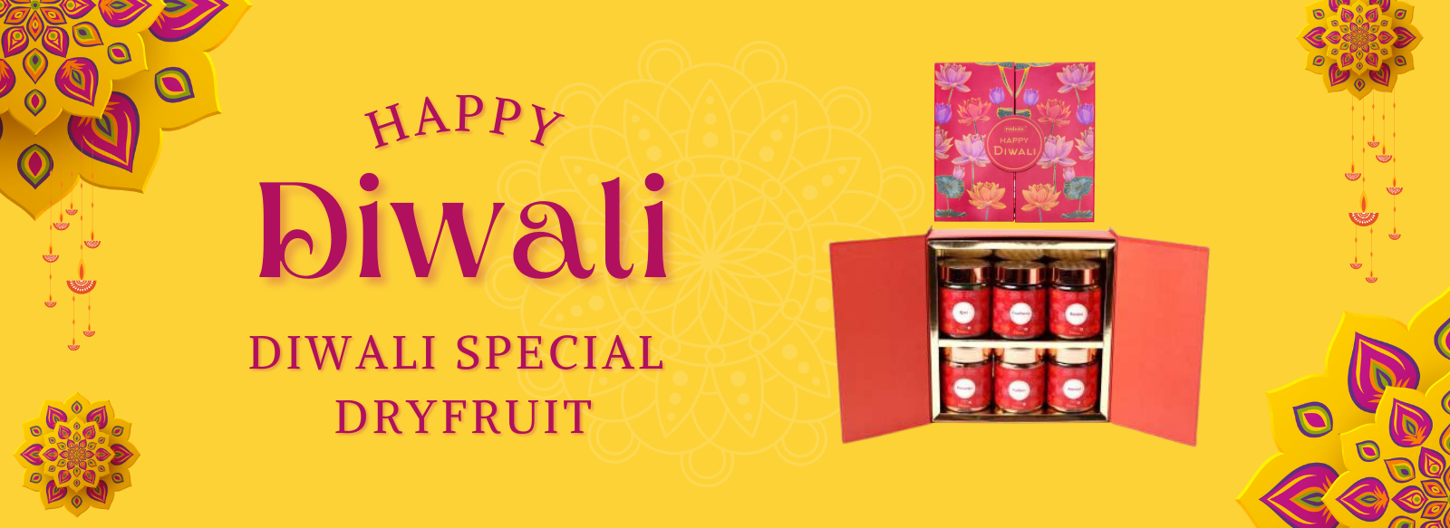 Yellow and Pink Vibrant Diwali Super Sale Banner